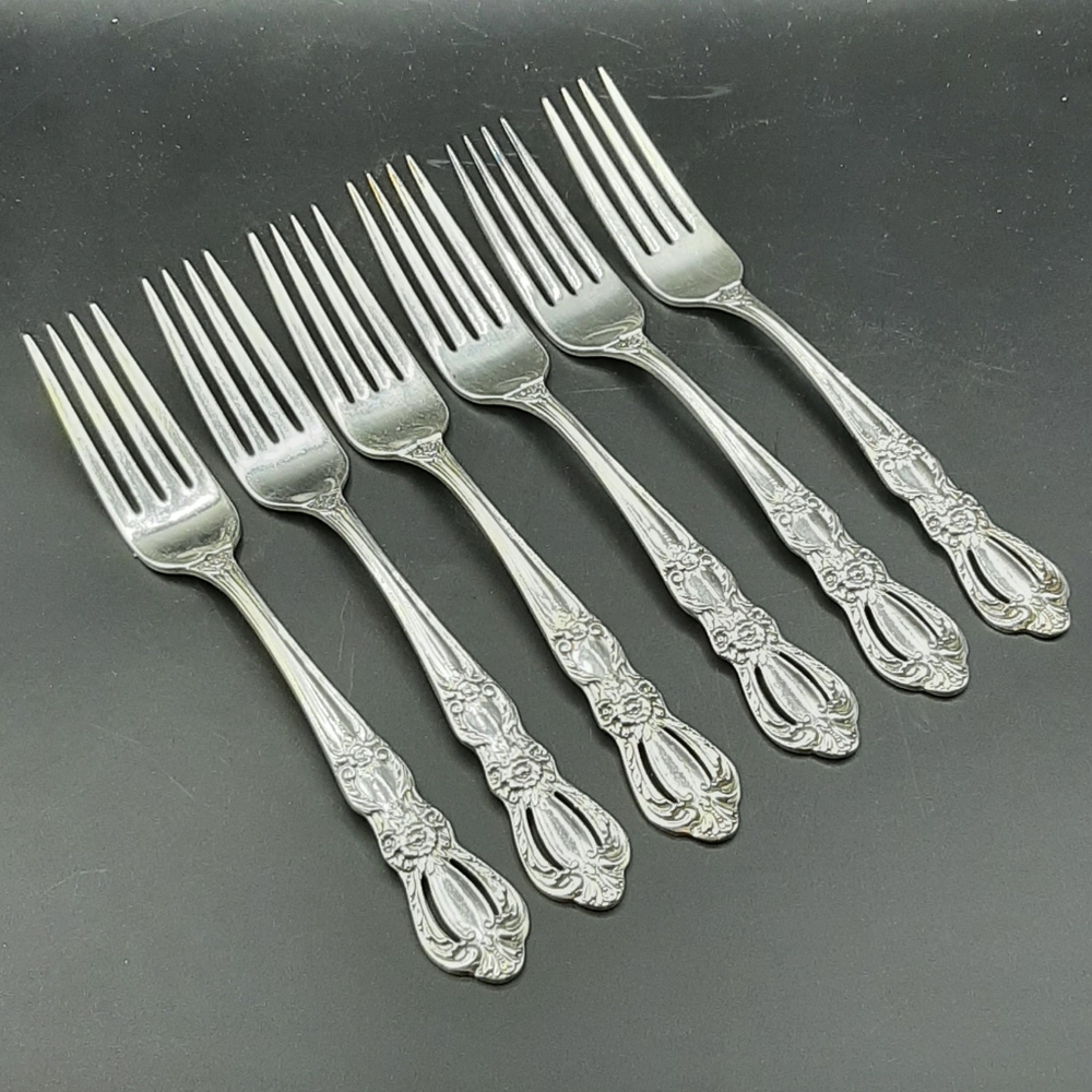 Grand Heritage Set of 6 Dinner Forks 1847 Rogers Silverplate Flatware Vintage